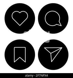 Instagram Like, Comment, Share and Save Icons. Web Flat Icons. Vector ...