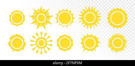 Yellow sun icons on white background vector illustration. Stock Vector
