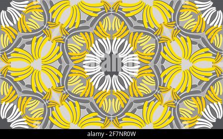 Curved shapes of warming, uplifting, sunny shades of yellow and gray with white abstraction based on geometry and nature. For web, print, decor uses. Stock Vector