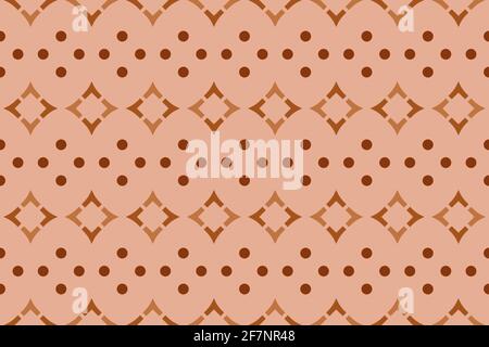 Curved rhombuses from V-shape alternating with polka dot vector surface pattern for paper items, web design, branding, packaging, interior objects. Stock Vector