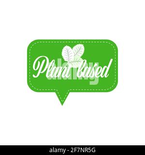 plant based natural product sticker organic healthy vegan market logo fresh food emblem badge design flat Stock Vector