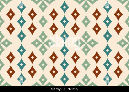 Festoon jade verdigris brown turquoise superellipses on beige geometric vector seamless surface pattern for digital and printed products, scrapbooking Stock Vector