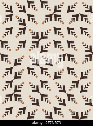 V-shaped figures and dots seamless pattern in earth-toned hues for custom designs, branding, packaging, prints, furniture, interior objects, textile. Stock Vector