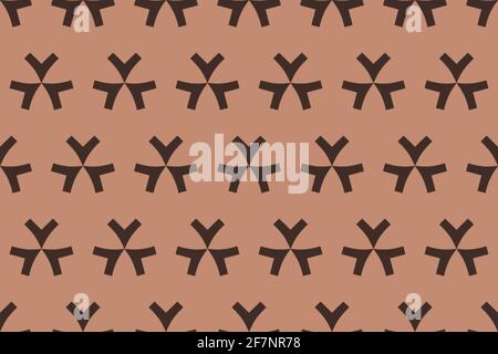 Dark brown snowflakes from V-shape on copper in nice earthy tones pattern for printed paper items, web designs, branding, packaging, interior objects. Stock Vector