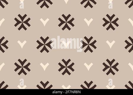 Snowflake from V-shape. Beige dark brown on greige pleasing tones to create your custom paper items, web design, branding, packaging, interior objects Stock Vector