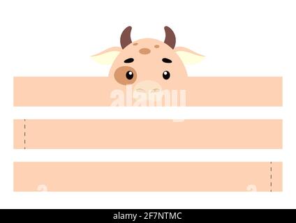 Printable cow paper crown. Diy cut party ribbon template for birthday ...