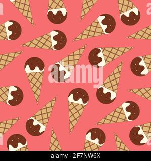 Seamless pattern ice cream . Perfect for wrapping paper and fabric. Stock Vector
