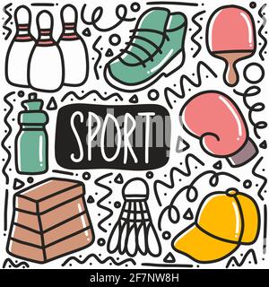 hand drawn sport doodle set Stock Vector