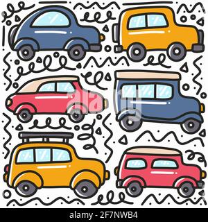 hand drawn transportation doodle set Stock Vector