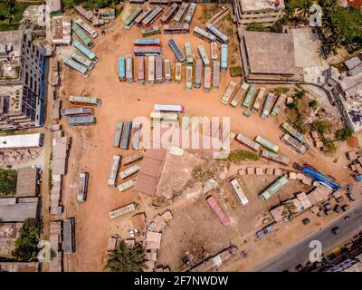 Barishal, Barishal, Bangladesh. 9th Apr, 2021. Several Buses are parked at the Barisal central bus stand, one of the busiest in the southern region of the country, during a week-long nationwide Covid lockdown that began on Monday Credit: Mustasinur Rahman Alvi/ZUMA Wire/Alamy Live News Stock Photo