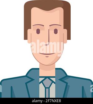 Illustration of a young businessman with a happy expression. The drawing is made in flat style. Stock Vector
