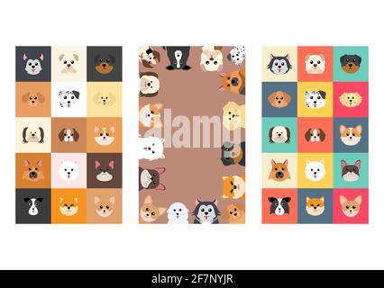 Collection of Cute Animals in Different Types of Dogs Can Be Used as Designs On Clothes, Wallpapers, Backgrounds Concept. Vector Illustration Stock Vector