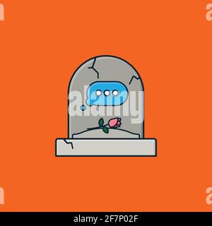 Tombstone with empty text message bubble vector illustration for Plan Your Epitaph Day on November 2 Stock Vector
