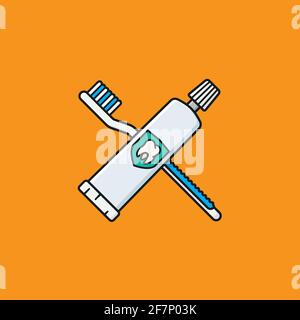 toothbrush and toothpaste tube vector illustration for National Brush Day on November 1. Dental hygiene symbol. Stock Vector