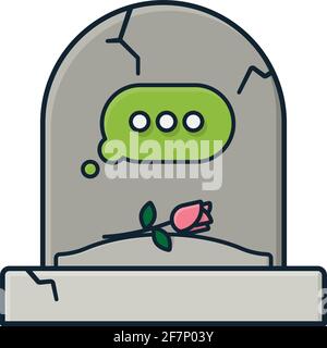 Tombstone with empty text message bubble isolated vector illustration for Plan Your Epitaph Day on November 2 Stock Vector