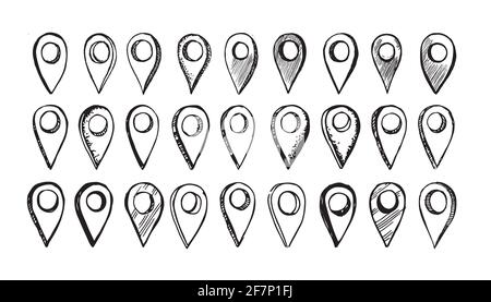 Map pointer vector hand drawn illustration Stock Photo - Alamy