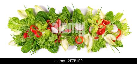 Mixed Salad Panorama isolated on white Background Stock Photo