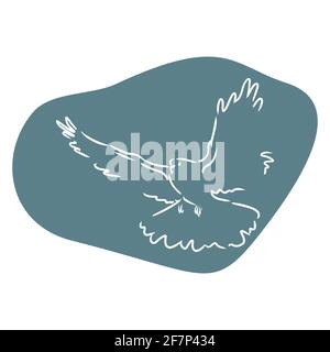 Dove illustration on abstract shape isolated on white background Stock Vector