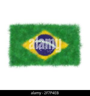 3D Illustration of Realistic Brazilflag in Felt Fabric Stock Photo