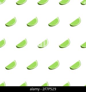 Hand drawn seamless pattern with sliced lime. Surface pattern design. Stock Vector