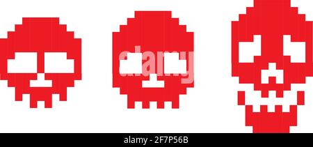 Digital, pixel skull, vintage design t shirts Stock Vector