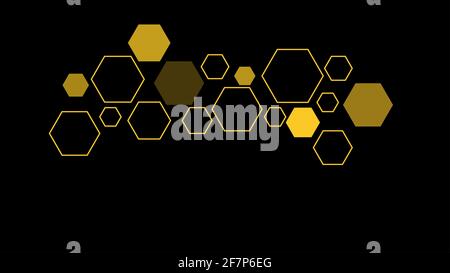 Yellow Hexagon on dark Background illustration Stock Photo