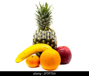 various fruits isolated on white background Stock Photo