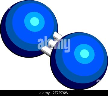 Elemental nitrogen (N2) molecule. Nitrogen gas is the main component of the Earth's atmosphere. 3D rendering. Atoms are represented as spheres with co Stock Vector