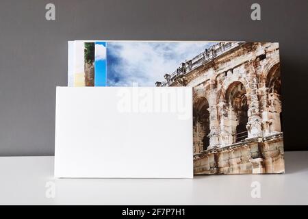 White canvas mockup photo canvas prints on grey wall. Blank