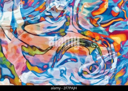 Abstract blurred background in bright rainbow colors. Colorful banner. Liquid paints, fluid. Stock Vector