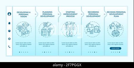 Personal development steps onboarding vector template Stock Vector
