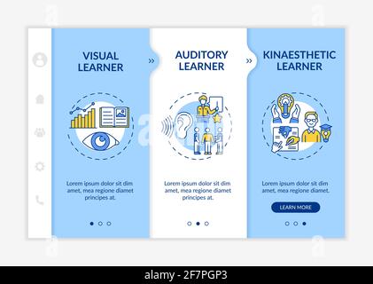 Learning styles types onboarding vector template Stock Vector