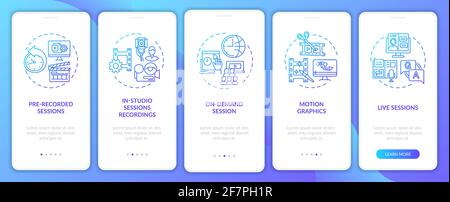 Distant event content onboarding mobile app page screen with concepts Stock Vector