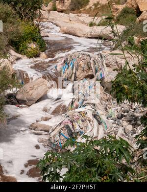 The Kidron Stream flows from Jerusalem to the Dead Sea. the flow in this stream consists mainly of sewerage and waste water from Jerusalem and neighbo Stock Photo