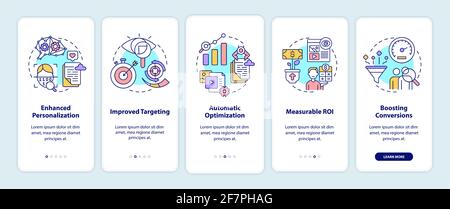 Smart content benefits onboarding mobile app page screen with concepts Stock Vector
