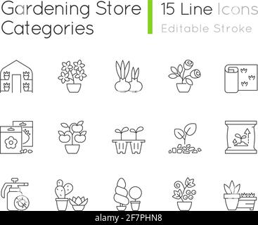 Gardening store categories linear icons set Stock Vector Image & Art ...