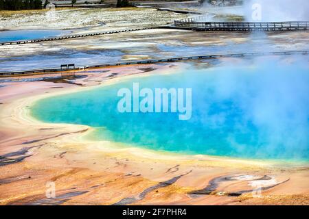 Grand Prismatic Spring In the Yellowstone National Park. Wyoming. USA. Stock Photo