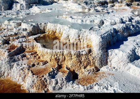 Palette Springs. Devils thumb at the Mammoth Hot Springs. Yellowstone National Park. Wyoming. USA. Stock Photo