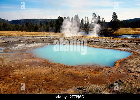 Black Sand Basin. Black Opal Pool In the Yellowstone National Park. Wyoming. USA. Stock Photo