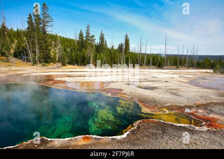 Abyss Pool in the Yellowstone National Park. Wyoming. USA. Stock Photo