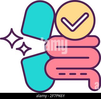 Digestive health supplements RGB color icon Stock Vector