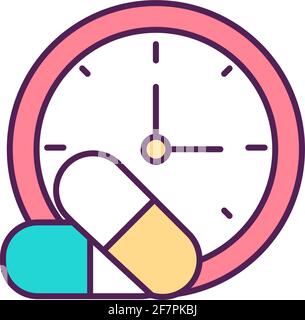 Assessing medicine efficacy RGB color icon Stock Vector