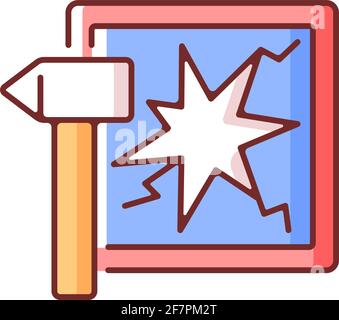 Break glass in case of emergency RGB color icon Stock Vector