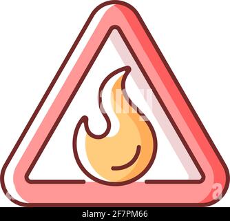 Flammable RGB color icon Stock Vector