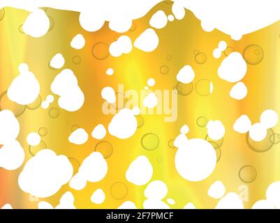 Realistic beer background, foamy drink, dripping drops - Vector illustration Stock Vector