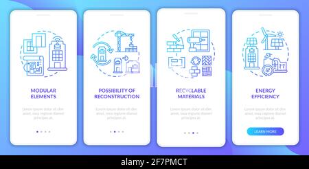 Future workspace building onboarding mobile app page screen with concepts Stock Vector