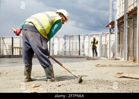 Concrete being poured for new Tower Block Stock Photo