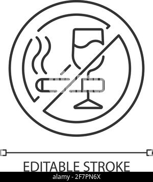 No alcohol and cigarettes linear icon Stock Vector