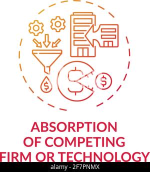 Competing firm and technology absorption concept icon Stock Vector