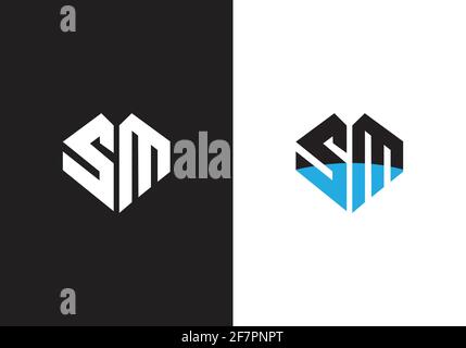 Initial Monogram Letter S M Logo Design Vector Template Stock Vector